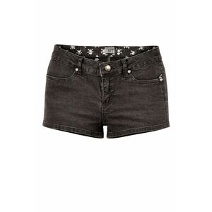 Vtg Tripp NYC Skull Crossbones Micro Mini Shorts Sz 1 Denim Y2K 90s Mall Goth